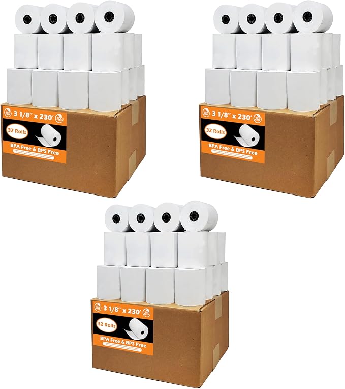 BPS Free Thermal Paper 3 1/8" x 230 ft Climate Friendly Receipt Rolls fits all