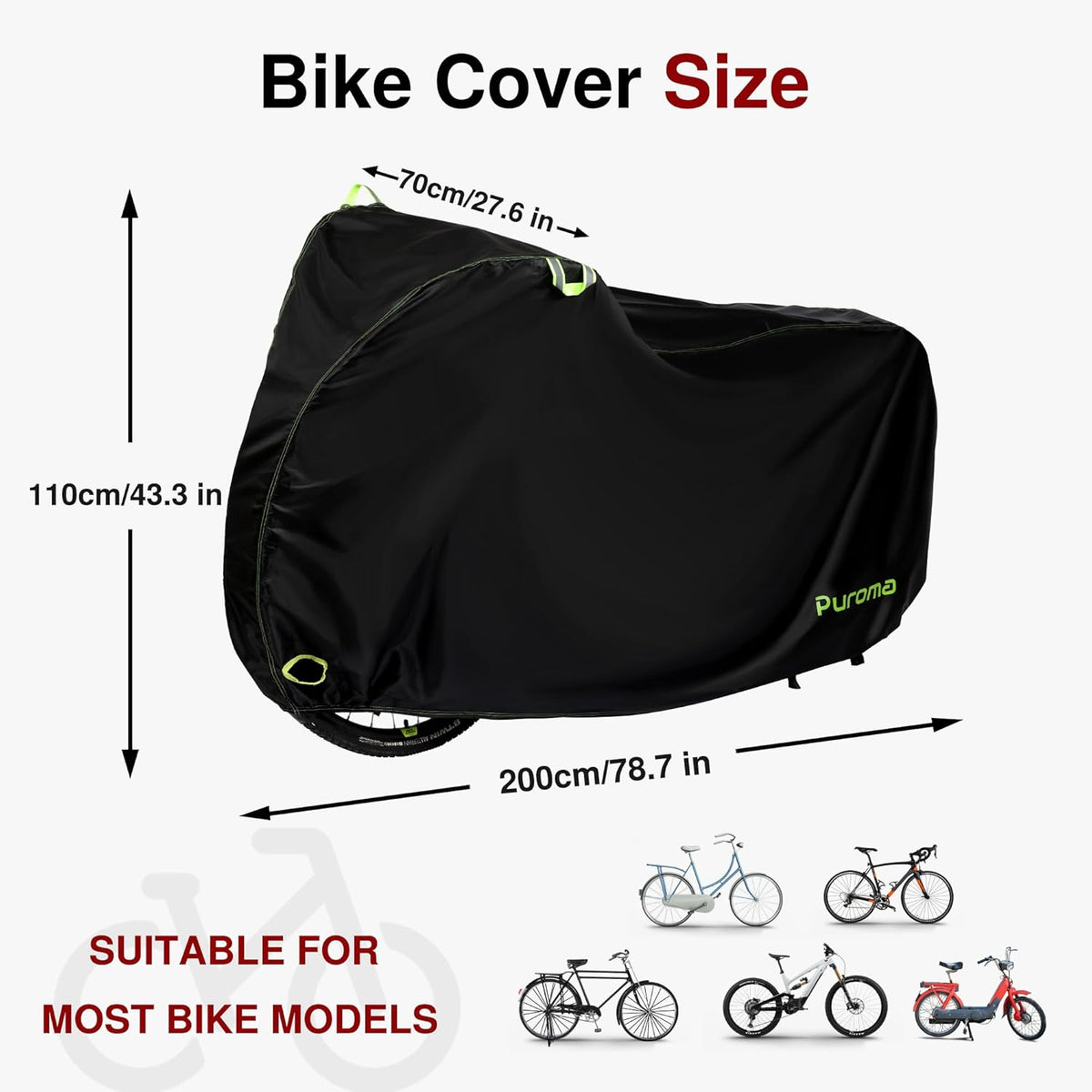 Puroma Bike Cover - 210D Waterproof Outdoor Storage for 1-3 Bikes | UV, Dust & Wind Proof with Lock Hole