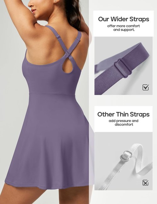 Heathyoga Tennis Dress for Women - Athletic Style with Built-In Shorts & Pockets | Summer Golf Outfit