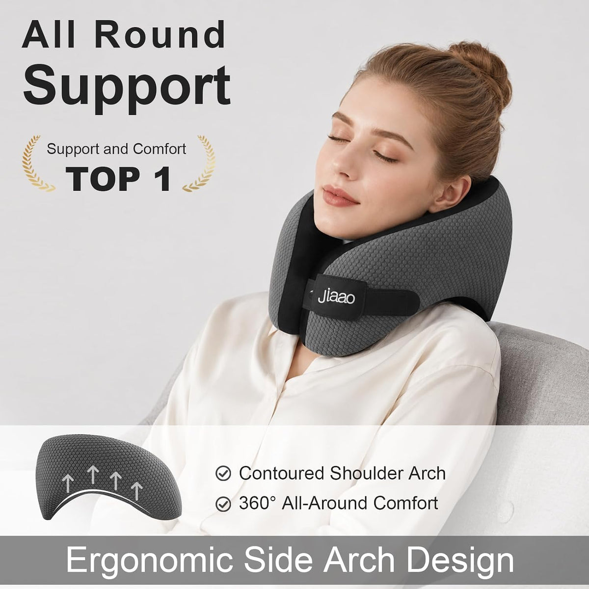 Ergonomic Travel Pillow,100% Memory Foam Travel Neck Pillow for Airplanes | 360 Neck & Chin Support Airplane Pillow For Long Flights,Airplane Travel Essentials With 3d Eye Mask, Earplugs,Carry Case
