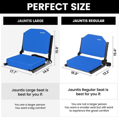 Jauntis Stadium Seating - Ultra Padded Bleacher Seats with Back Support & Shoulder Strap | Portable Comfort
