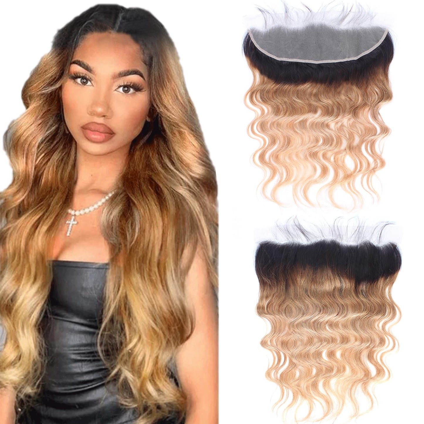 Ombre Brazilian Body Wave Lace Frontal 13X4 Ear To Ear Lace Frontal Closure 100% Unprocessed Virgin Human Hair Swiss Lace Fronta