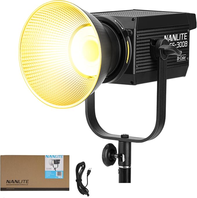 Nanlite FS-300B 350W Bi-Color LED Video Light, 2700K-6500K LED Spotlight