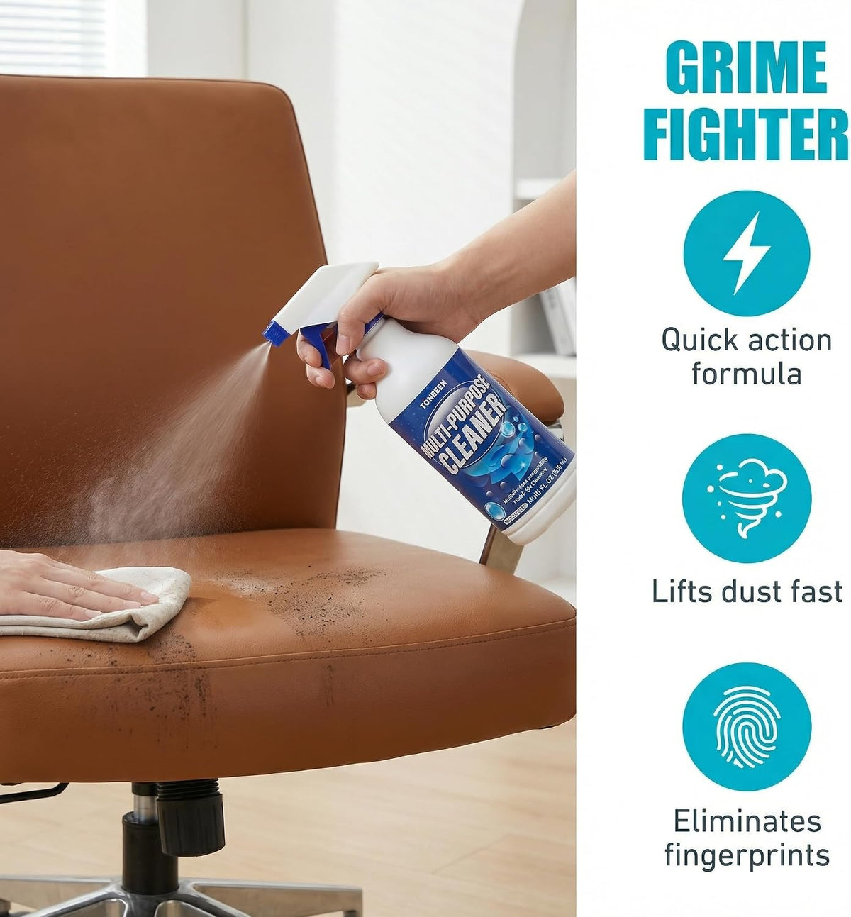 Leather Cleaner and Conditioner for Couches, Car Seats, Bags, Jackets &amp; Furniture | Effective on Fingerprint, Dust, Light Oil &amp; Water Stains | Safe for Most Leather, PU &amp; Faux Leather Surfaces | 500ml