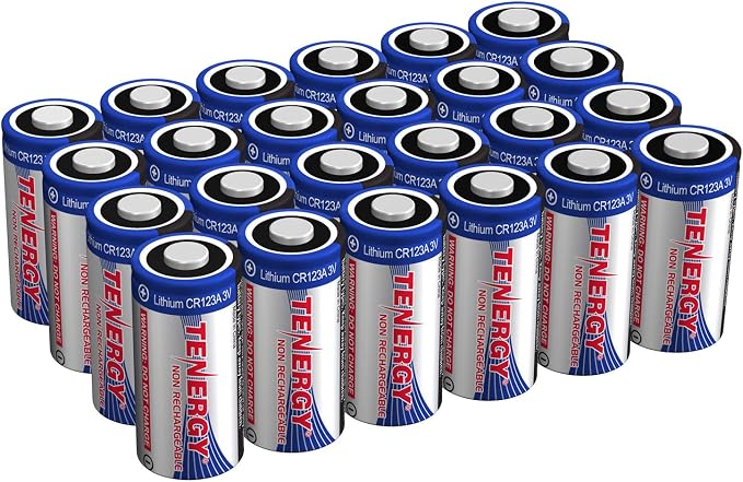 Tenergy 3V CR123A Lithium Battery, High Performance 1500mAh CR123A Cell