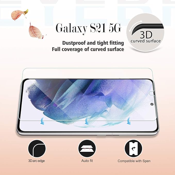 Galaxy S21 HD Clear Tempered Glass Screen Protector + Camera Lens Protectors
