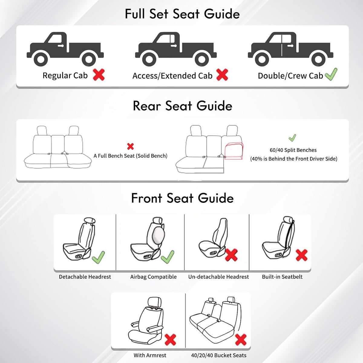 Huidasource Tacoma Rear Seat Covers, Automotive Leather Car Back Seat Cover Fit for 3rd Gen Toyota Tacoma 2016-2023 Double & Crew Cab SR SR5 Limited TRD Sport/Pro/Off Road (Back Row/Black&Blue)