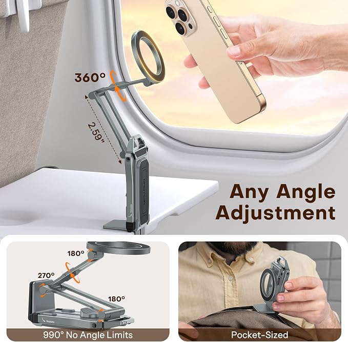 OMOTON TP02 360°Rotating for MagSafe Tripod Mount, Adjustable Aluminum Magnetic
