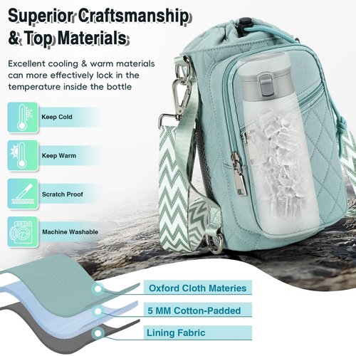 AGLOD Water Bottle Carrier Bag with Strap, Water Bottle Holder Crossbody Bags for Women Men for Walking, Hiking,Cycling