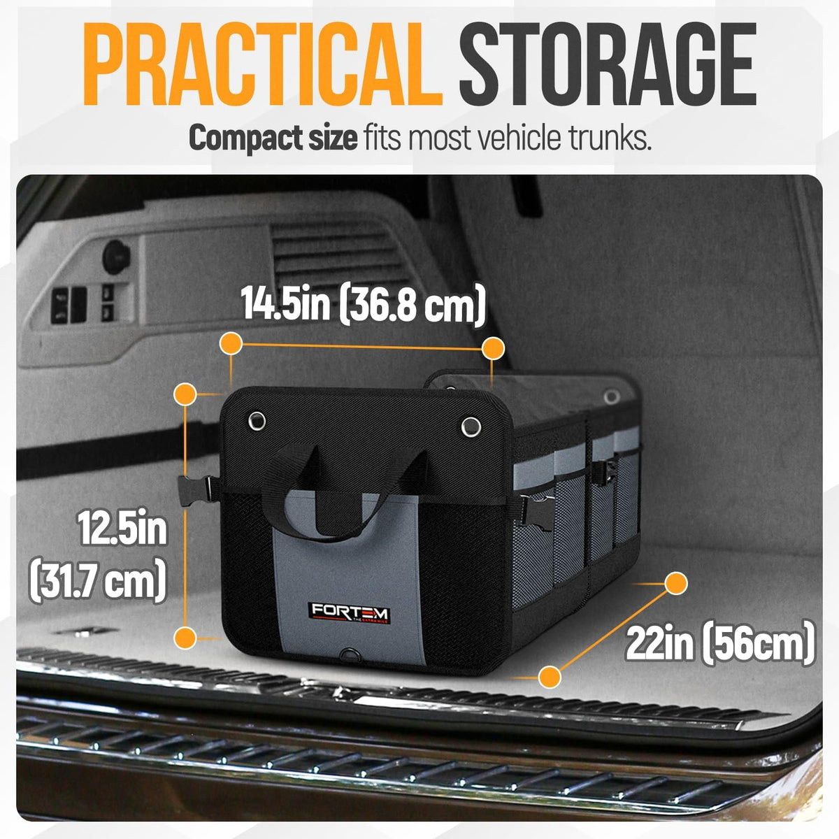FORTEM Trunk Organizer - Collapsible Car Organizer & Storage Bag for SUVs