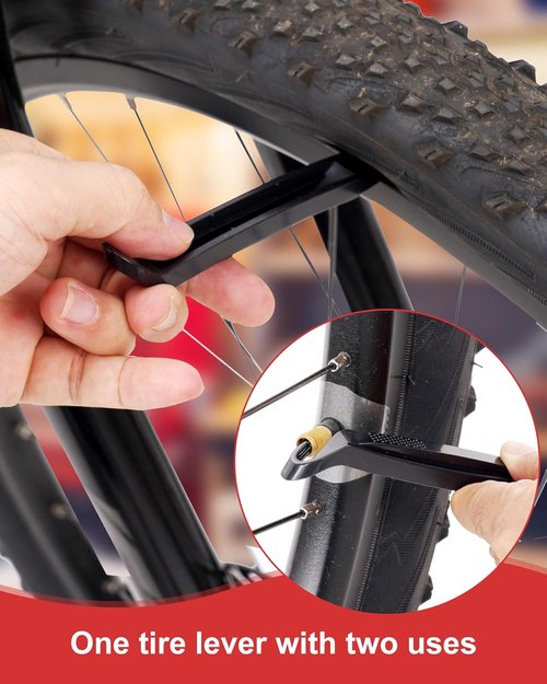 Bike Tire Repair Kit - 20 PCS Vulcanizing Patches with Manual, Rasp & Lever | Essential for Mountain & Road Bikes