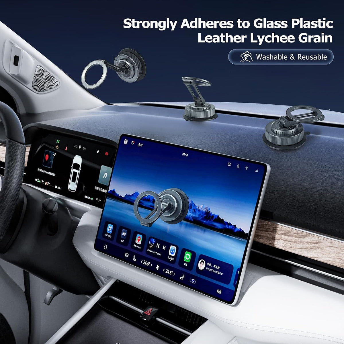 Magnetic Car Phone Holder, 360° Adjustable & 88LBS Super Strong Suction Car Phone Mount, Fits Trucks, SUVs, Jeep Wrangler JL, RVs & Boats, Compatible with iPhone 12–17 Pro Max