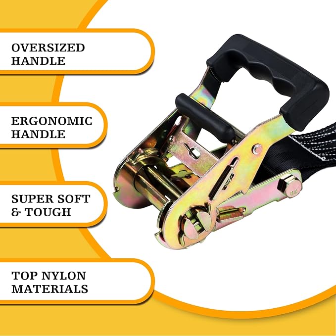 Endless Retractable Ratchet Straps 1650 lb Break Strength 2in x 20 Ft (No Hooks) Tie Down Kit for Securing Stuff to Roof Rack,Travel Trailer/RV Battery,Motorcyle