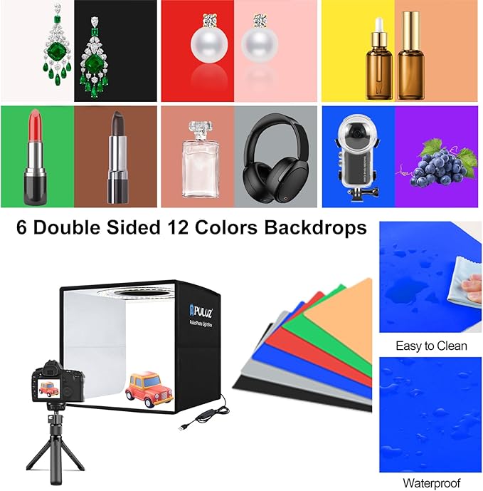 PULUZ 10x10 inch Photo Light Box, Folding Portable Mini lightbox 104PCS LED