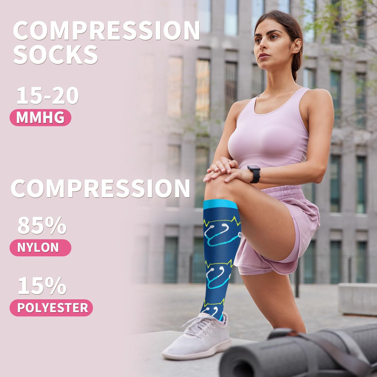 Sooverki Compression Socks - Supportive Knee High Stockings for Circulation | 6 Pairs for Travel & Nurses