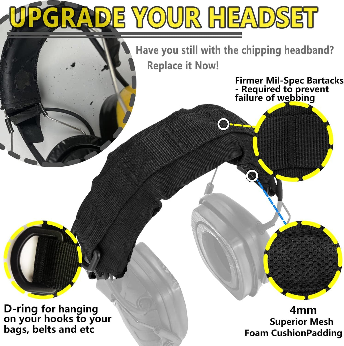 PROHEAR HC01 Tactical Earmuff Cover - Advanced Modular Design for 3M WorkTunes & Howard Leight - Black
