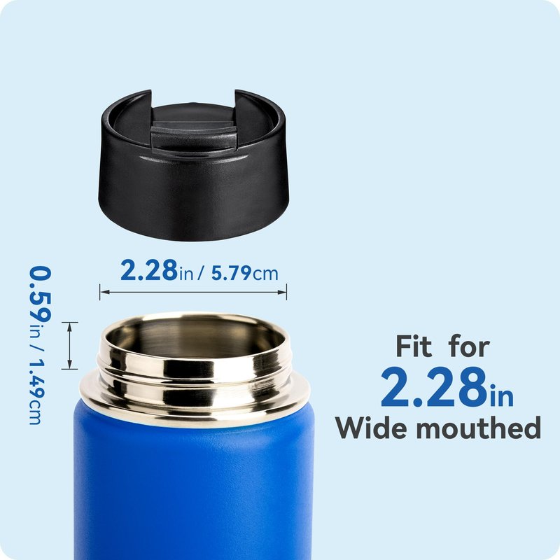 Prurex Replacement Flip Lid for Hydro Flask Wide Mouth, Water Bottles Accessories for 12-64 oz 2.28" Wide Mouth Sport Bottles(Black 2 Pack）
