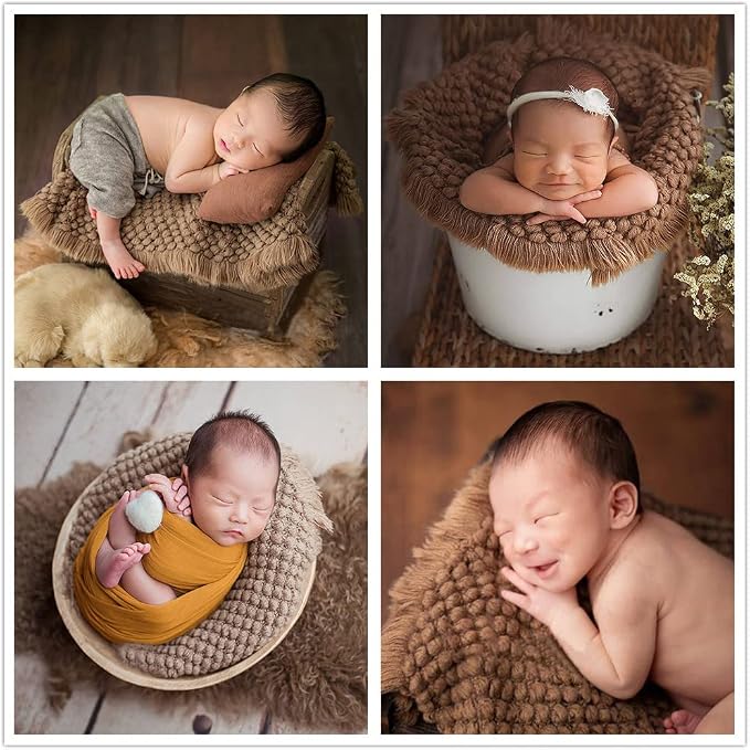 Zeroest Baby Photography Props Basket Braid Wool Wrap Newborn Photo Shoot