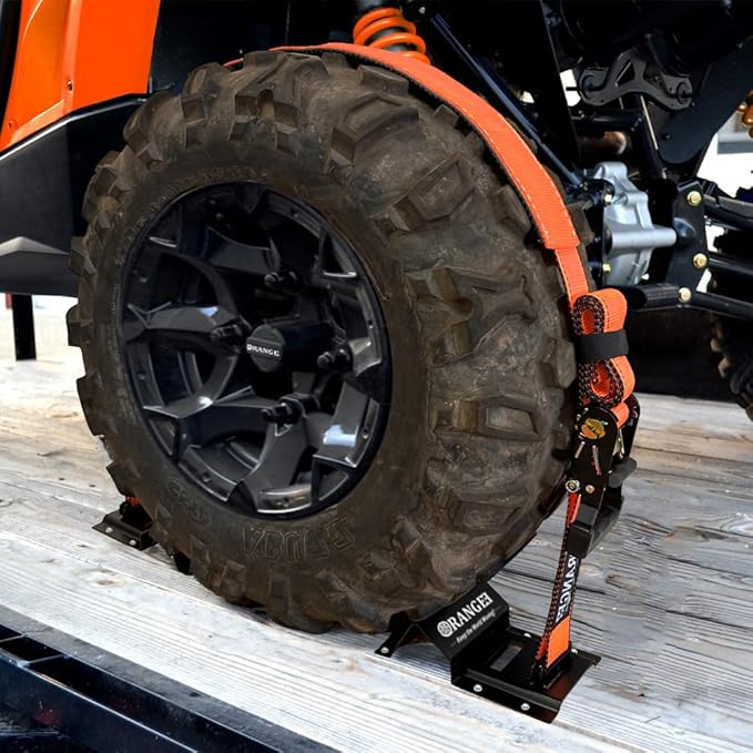 ORANGEE® Wheel Chock Tie Down Kit with Rubber Grip Sleeve for Trailer E Track System for ATV, UTV, Lawn Mower & Small Tractor and More Working Load 1500lb…