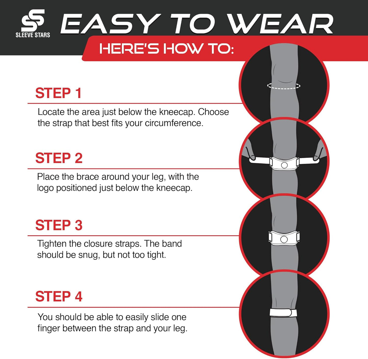 Swedish Brand Sleeve Stars Patellar Tendon Support Strap - Effective Osgood Schlatter Knee Brace for Youth & Adults | Adjustable 12"-24" - Hot Pink