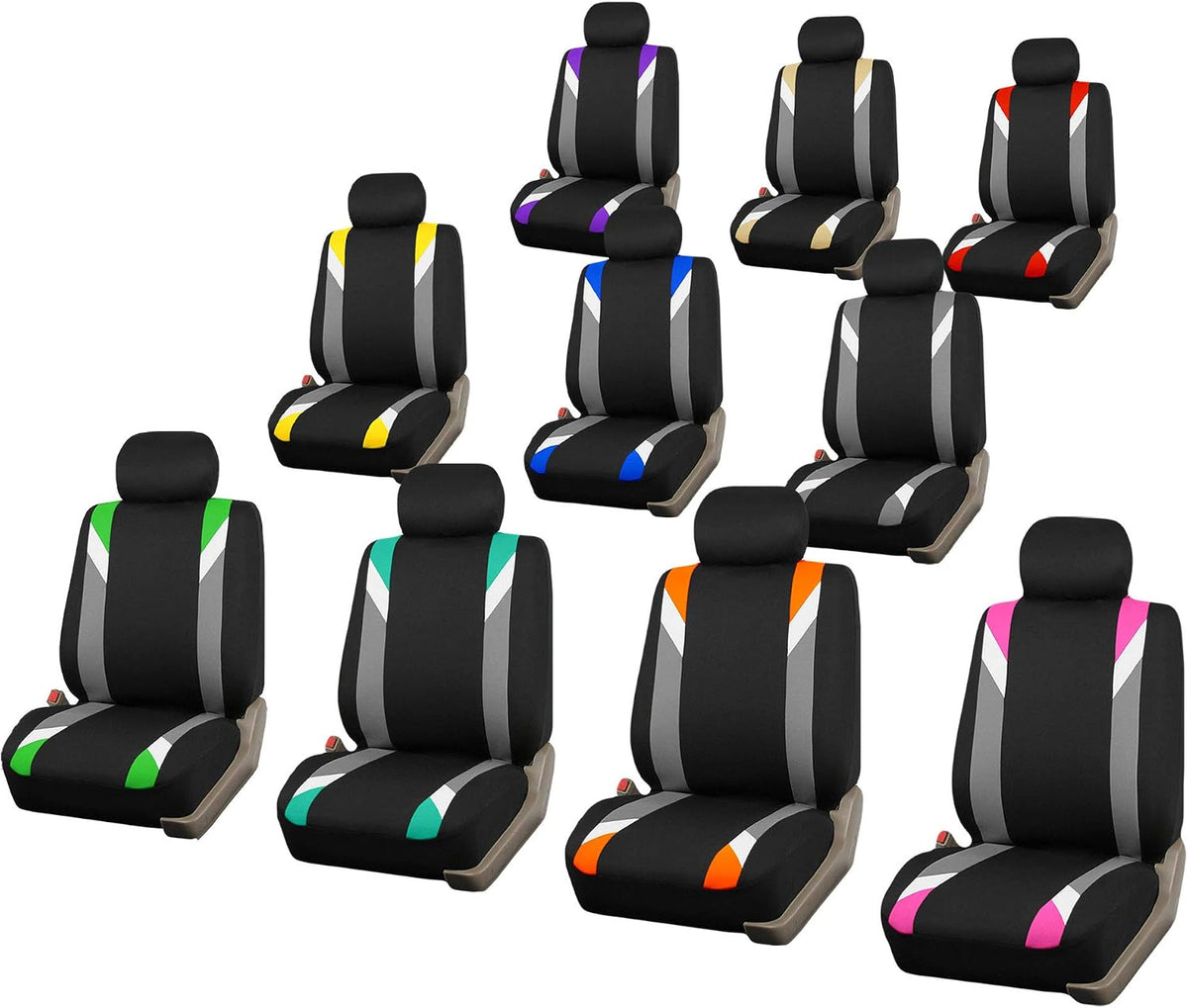 FH Group Front Set Cloth Car Seat Covers for Low Back Car Seats with Removable Headrest, Universal Fit, Airbag Compatible, Seat Cover for SUV, Sedan, Van, Mint