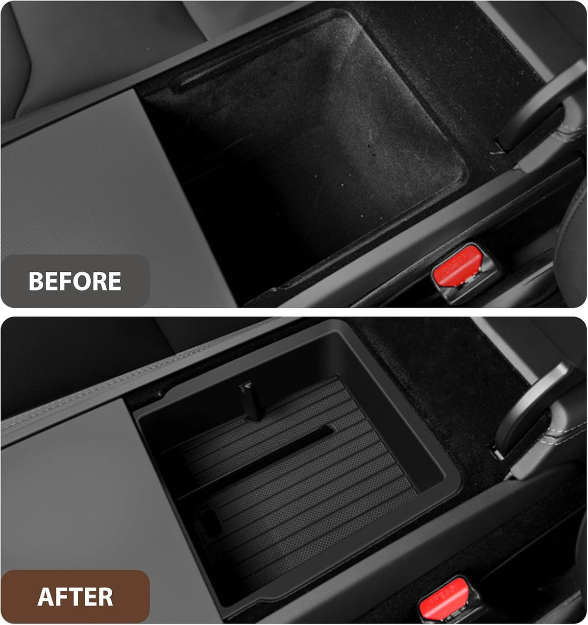 Center Console Organizer Tray for Tesla Model Y Juniper Accessories 2025 2026 and Model 3 Highland Accessories 2024 2025 2026 for Tesla Accessories Cup Holder Matte Black (3PCS)