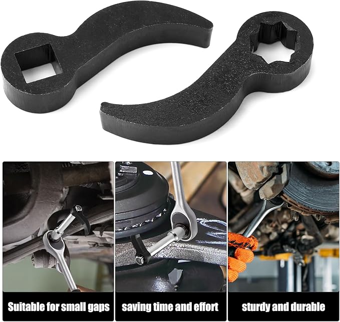 2pcs Pry Bar Wrench Adaptor Heads, 2 Styles Ratchet Prybar Adapter Adjustable Head Pry Bar Half Shaft Crowbar Removal Car Repairing Tool 1/2" Drive (Black)