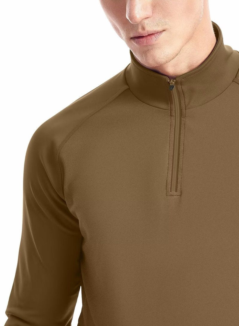 Zengjo Quarter Zip Men Lightweight(Coyote Brown,M)