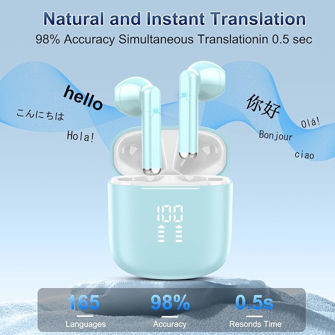 2026 AI Translation Earbuds Real Time, 165 Language Translator Earbuds 3-in-1