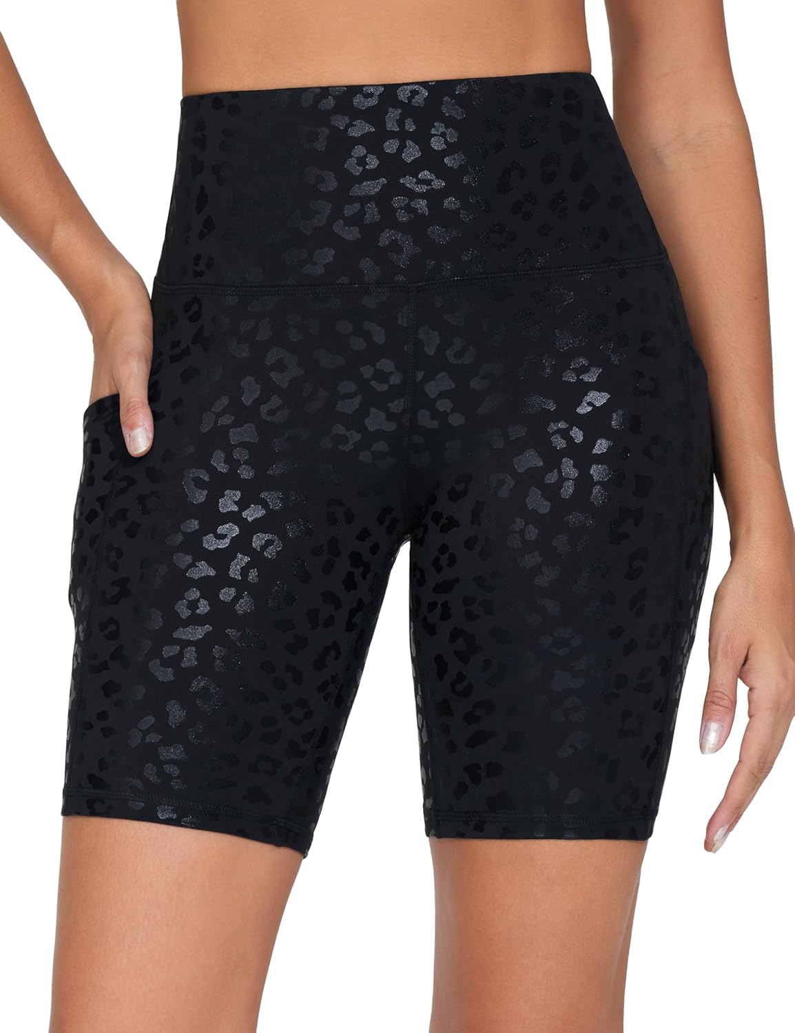 The Gym People High Waist Workout Shorts - Stretchy Tummy Control Yoga Biker Shorts with Pockets
