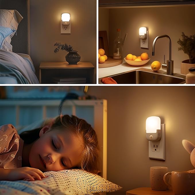 Briignite Motion Sensor Night Light, Plug in, Dusk to Dawn, Adjustable Brightness Led Night Lights Soft White, 1W, Bedroom, Kids Room, Bathroom, Stair