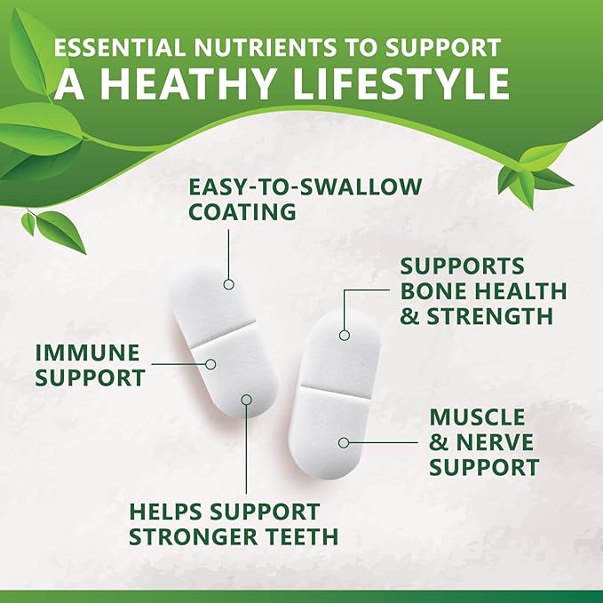 Calcium Supplement with Vitamin D - 1200 mg Calcium Carbonate with 1600 IU of D3 Vitamins - Supports Bone Strength, Teeth & Immune System - Natural & Easily Absorbable for Women & Men - 120 Tablets