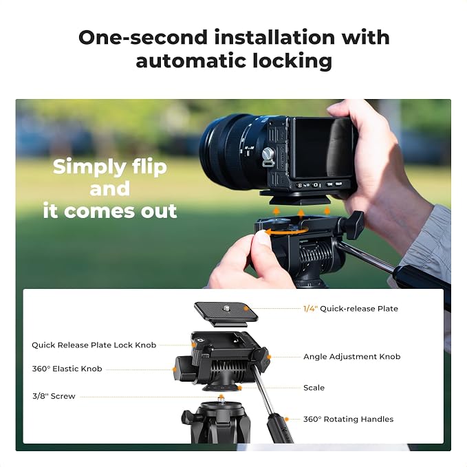 K&F CONCEPT Camera Tripod, Cellphone Clip