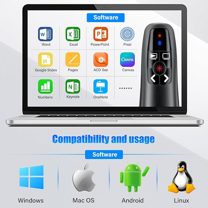 2-in-1 USB Type C Presentation Clicker, Clicker