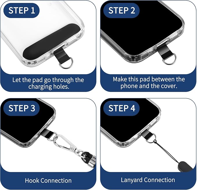 CACOE Phone Lanyard 2 Pcs-1 Pcs Adjustable Neck Strap, 2 Pads, Universal