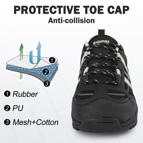 Knixmax Womens Hiking Shoes Lightweight Trail Runners Non-Slip Trekking Walking Sneakers Water Resistant Summer Outdoor Athletic Shoe for Woman Black EU 38