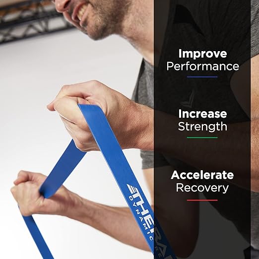 THERABAND High Resistance Band, Elastic Super Bands for Improving Flexibility, Injury Rehab, & Full Body Workouts, Heavy Duty Stretch Bands for Powerlifting, Heavy, Blue, 35 lbs. Resistance