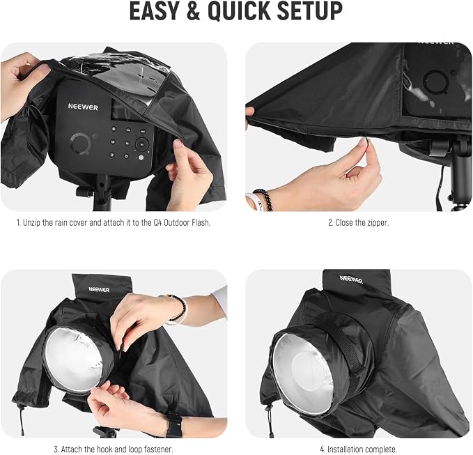 NEEWER Rain Cover for Q4 Outdoor Strobe Flash, Nylon Camera Lens Raincoat