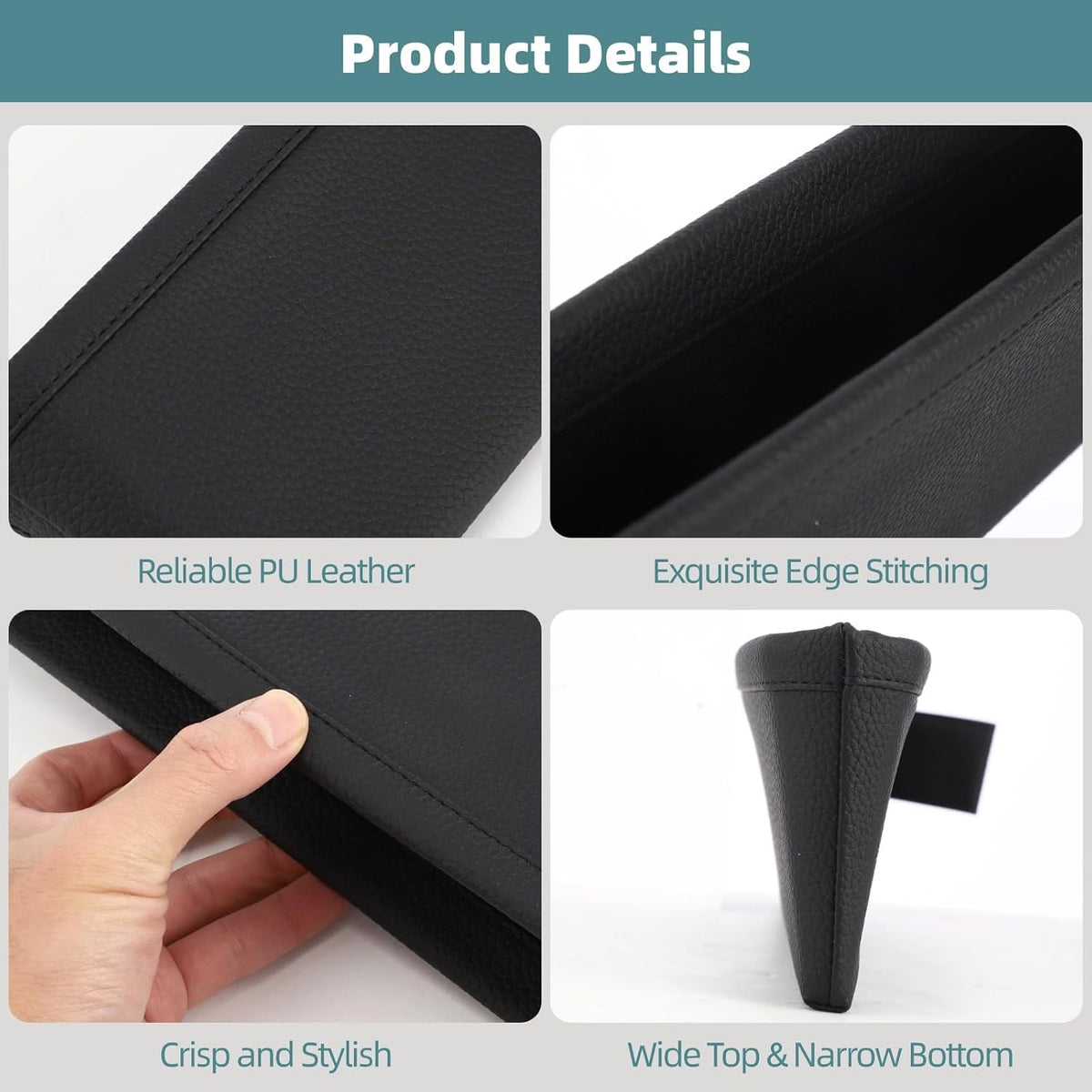 OMISTAR 2 PCS Car Seat Gap Organizers - PU Leather Car Console Side Pocket, Universal Car Seat Gap Filler Storage Box for Phone Keys Wallet Sunglasses, Car Interior Accessories Seat Catcher