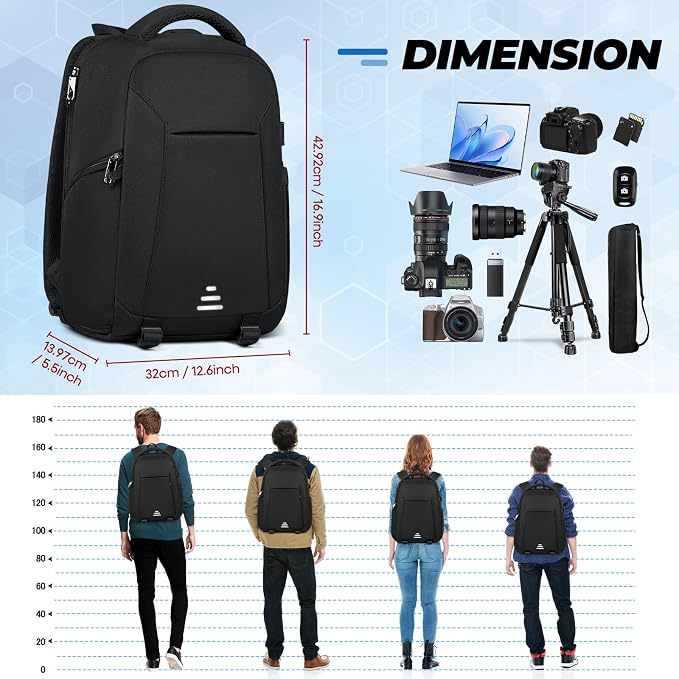 RAINSMORE Camera Backpack for DSLR SLR Mirrorless Cameras
