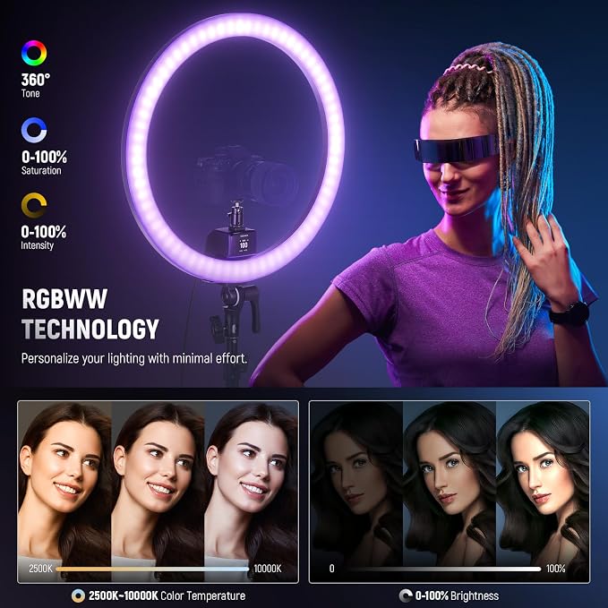 NEEWER SRP18C 18 Inch RGB LED Ring Light Kit