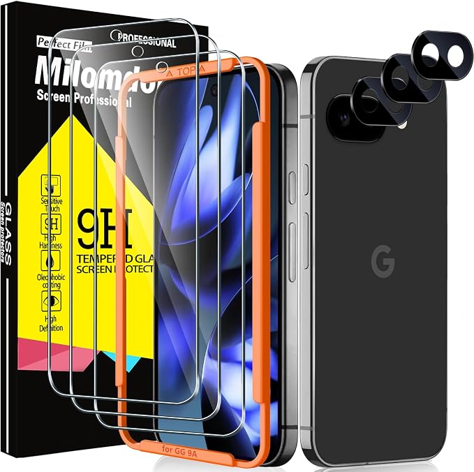 Milomdoi 3 Pack Tempered Glass for Google Pixel 9A Screen Protector