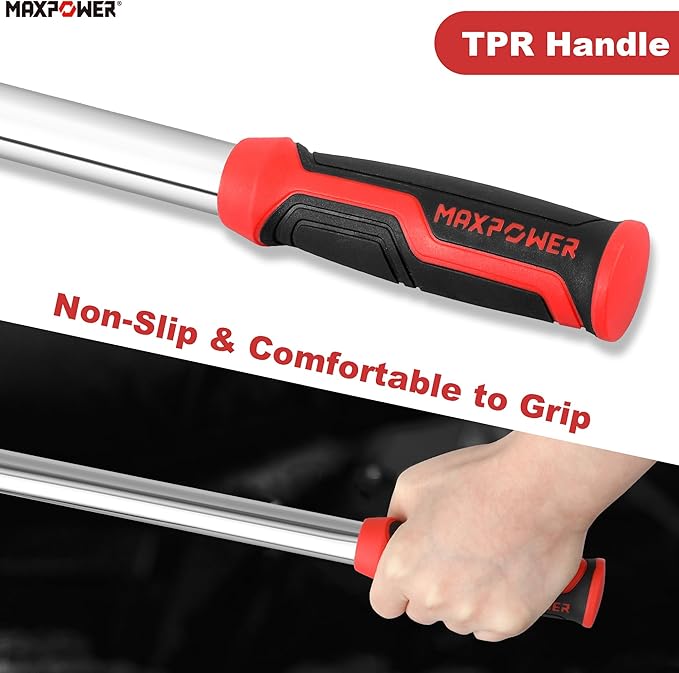 MAXPOWER Breaker Bar, 1/2-Inch Drive Extendable Breaker Bar Flex Handle Length Adjustment 15.9 inches to 21-1/2 inches