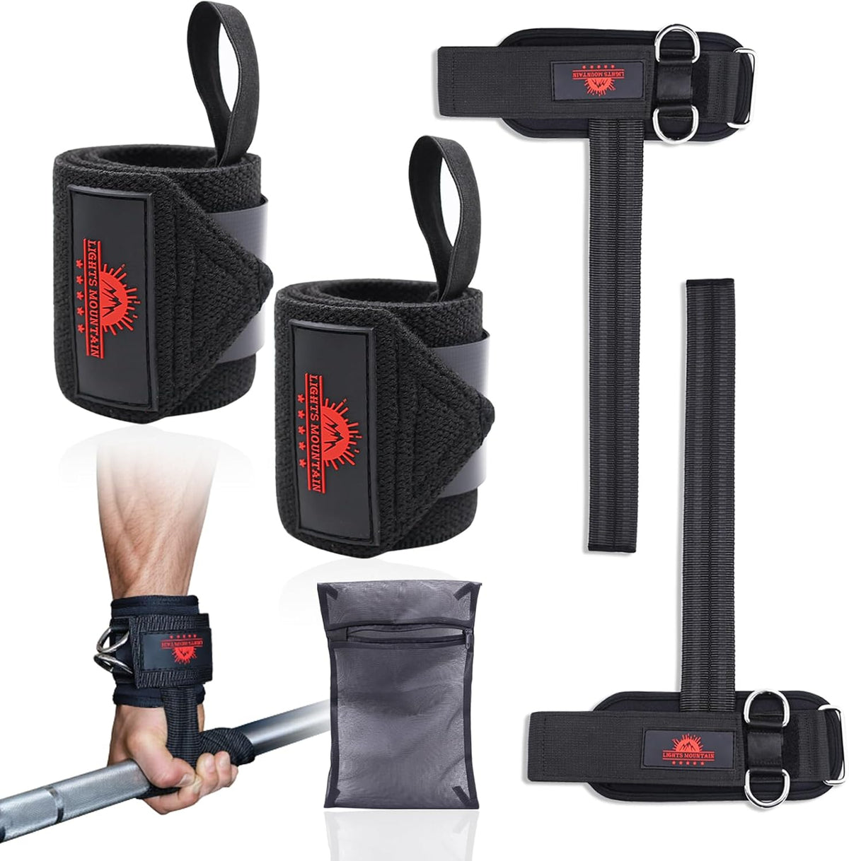 Skiennix Non-Slip Lifting Straps - Durable Wrist Cuffs with Double D-Ring for Weightlifting & Deadlifts