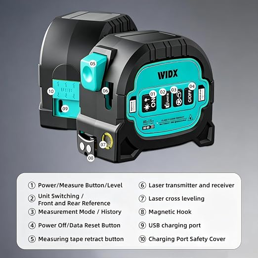 WIDX 3-in-1 Laser Tape Measure