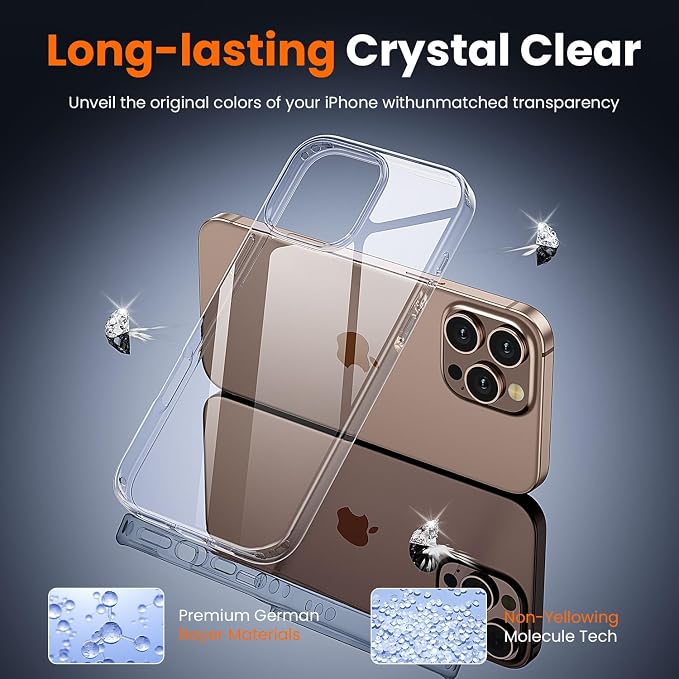 toushion 3 in 1 for iPhone 16 Pro Case Clear, Screen Protector *1 & Camera Lens