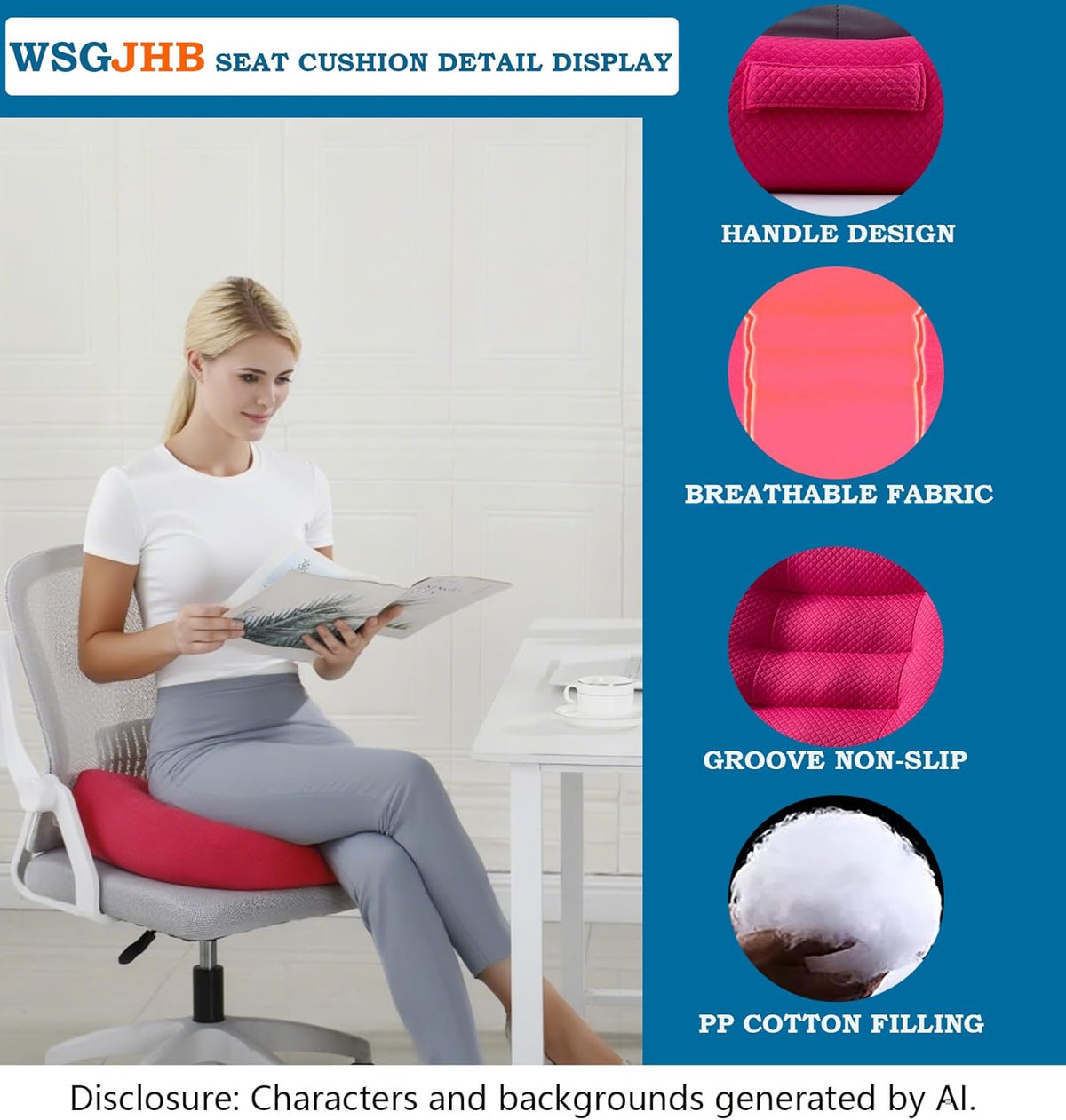 WSGJHB Seat Cushion Pillow for Office Chair/Car, Comfort Car Booster