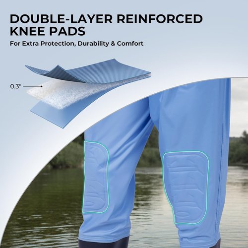 Calamus WaveWalker Kids' Chest Waders - 100% Waterproof Youth Fishing Gear with PVC Boots & Knee Pads