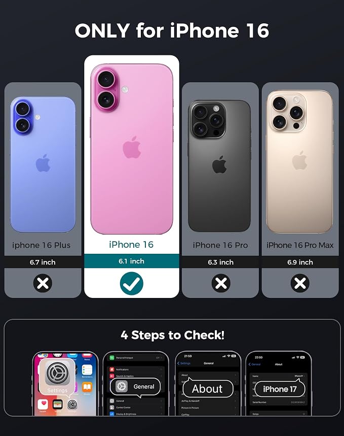 Goton for iPhone 16 Case with Privacy Tempered Glass Screen Protector & Camera