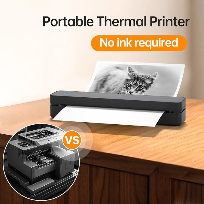 PRT Portable Printer Wireless for Travel, Thermal Inkless Printer for Home Use